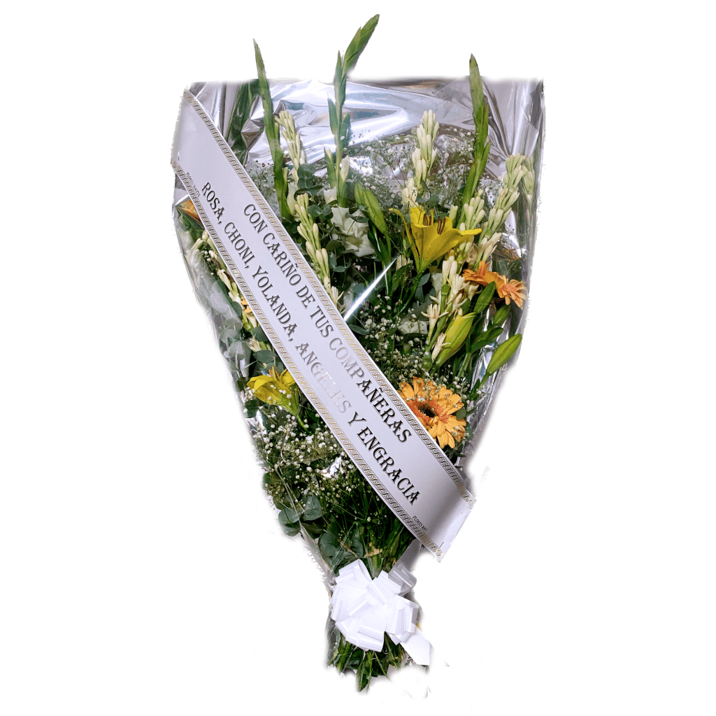 ramo de flores blancas y amarillas