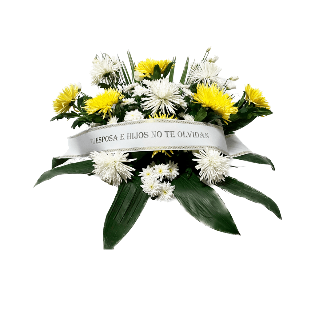 centro de flores amarillo y blanco
