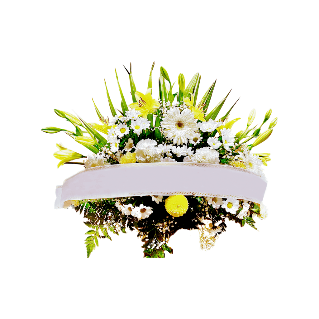 Centro de flores amarillo blanco
